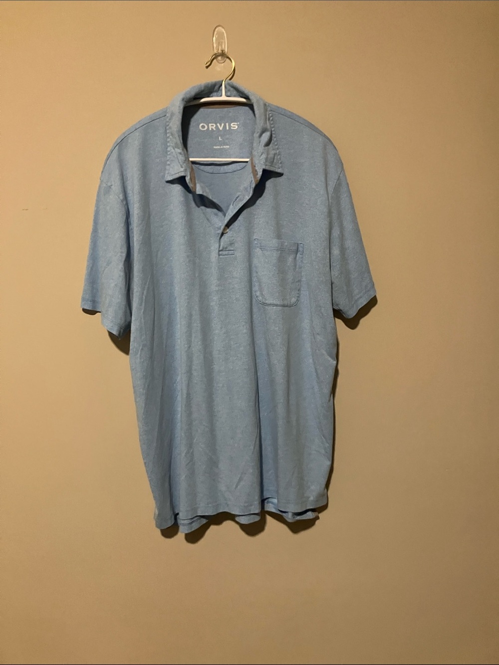 Orvis Pale Blue Polo with Chest Pocket